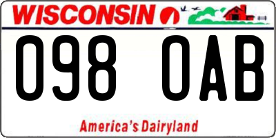 WI license plate 098OAB
