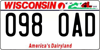 WI license plate 098OAD
