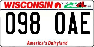 WI license plate 098OAE