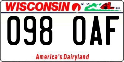 WI license plate 098OAF