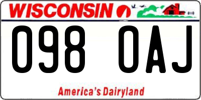 WI license plate 098OAJ