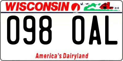 WI license plate 098OAL