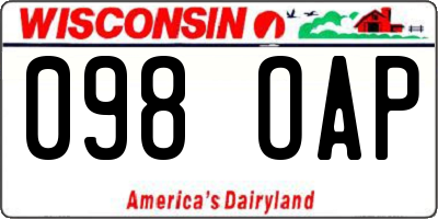 WI license plate 098OAP