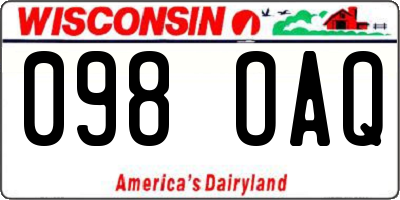 WI license plate 098OAQ