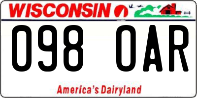 WI license plate 098OAR