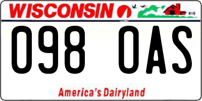 WI license plate 098OAS