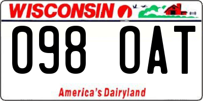 WI license plate 098OAT