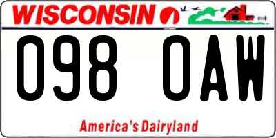 WI license plate 098OAW