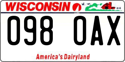 WI license plate 098OAX