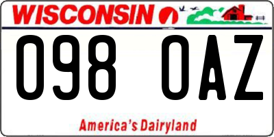 WI license plate 098OAZ