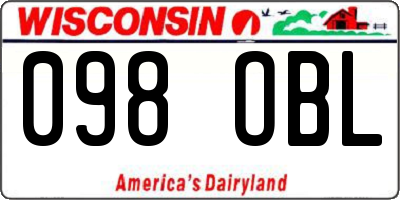WI license plate 098OBL