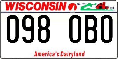 WI license plate 098OBO