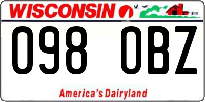 WI license plate 098OBZ