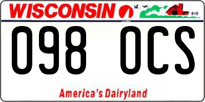 WI license plate 098OCS