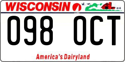 WI license plate 098OCT