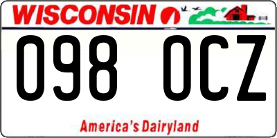 WI license plate 098OCZ