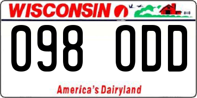 WI license plate 098ODD