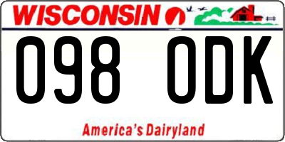 WI license plate 098ODK
