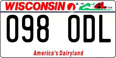WI license plate 098ODL