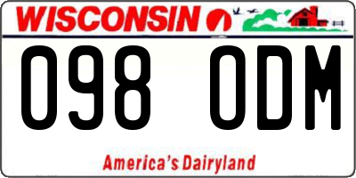 WI license plate 098ODM
