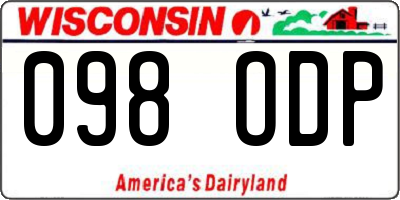 WI license plate 098ODP
