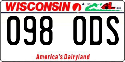 WI license plate 098ODS