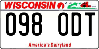 WI license plate 098ODT