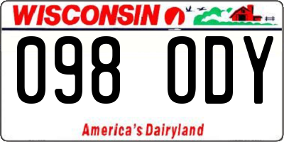 WI license plate 098ODY