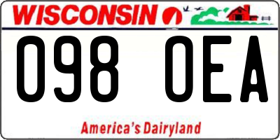 WI license plate 098OEA