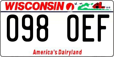 WI license plate 098OEF