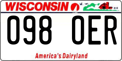 WI license plate 098OER
