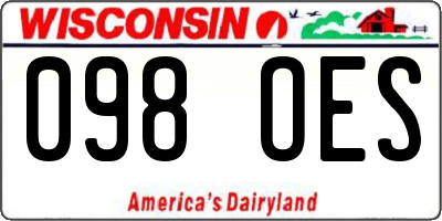 WI license plate 098OES