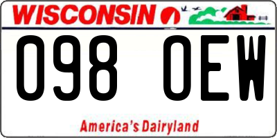 WI license plate 098OEW