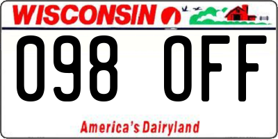 WI license plate 098OFF