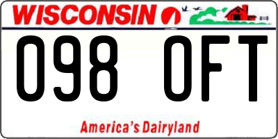 WI license plate 098OFT