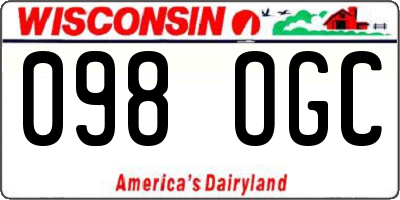 WI license plate 098OGC