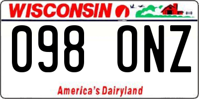WI license plate 098ONZ