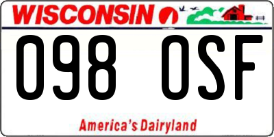 WI license plate 098OSF