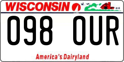 WI license plate 098OUR
