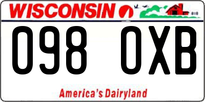 WI license plate 098OXB