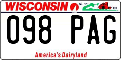 WI license plate 098PAG