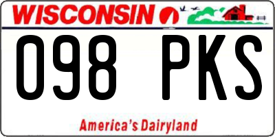 WI license plate 098PKS