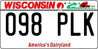 WI license plate 098PLK