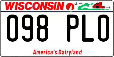 WI license plate 098PLO