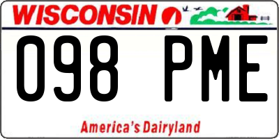 WI license plate 098PME
