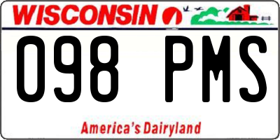 WI license plate 098PMS