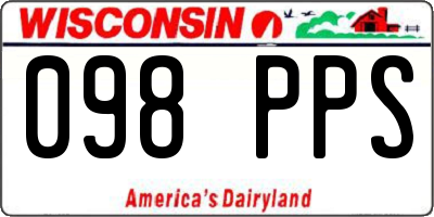 WI license plate 098PPS