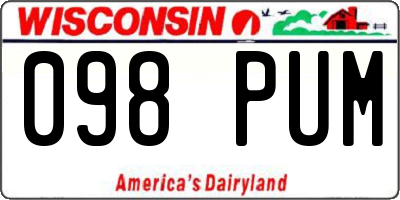 WI license plate 098PUM