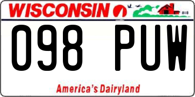 WI license plate 098PUW