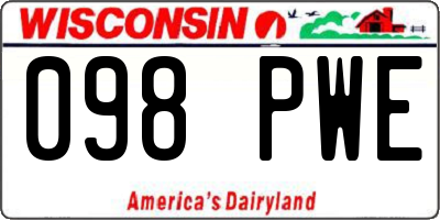 WI license plate 098PWE